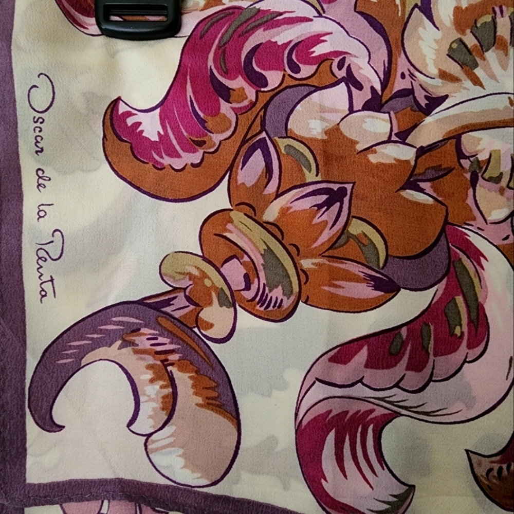Oscar de la Renta floral and paisley 100% silk scarf